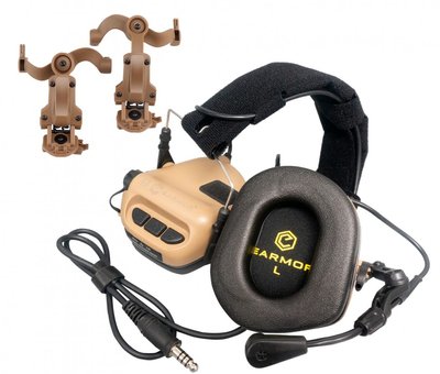 Активні навушники Earmor M32 Olive. MOD3 + Комплект адаптерів для шолома на вибір 4032 фото